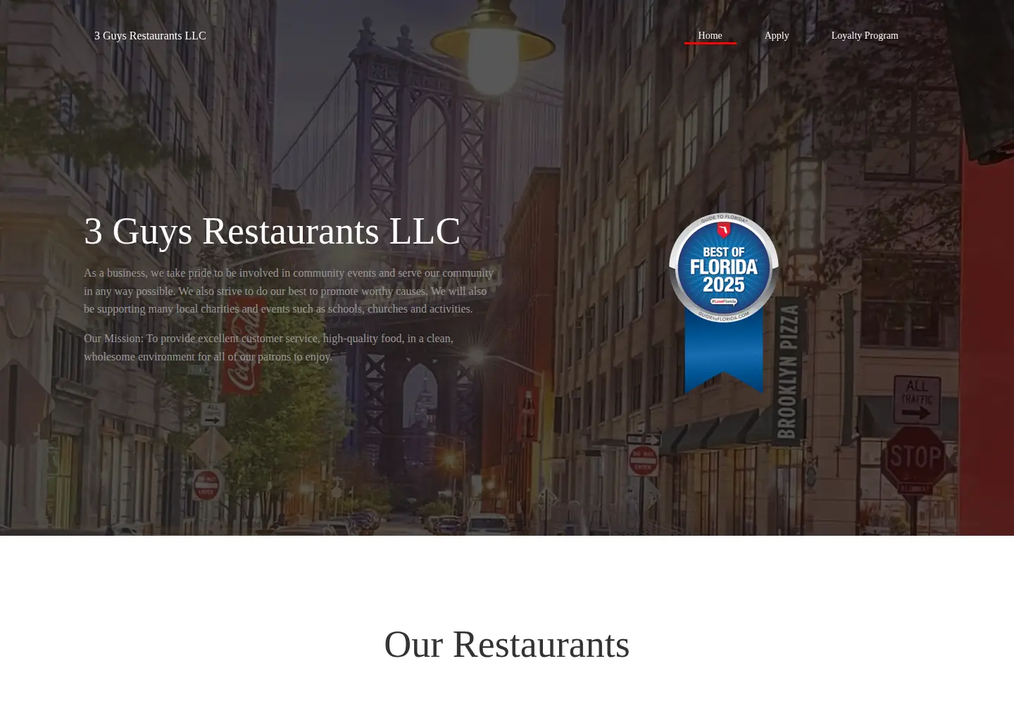 Screenshot of 3guysrestaurants.com