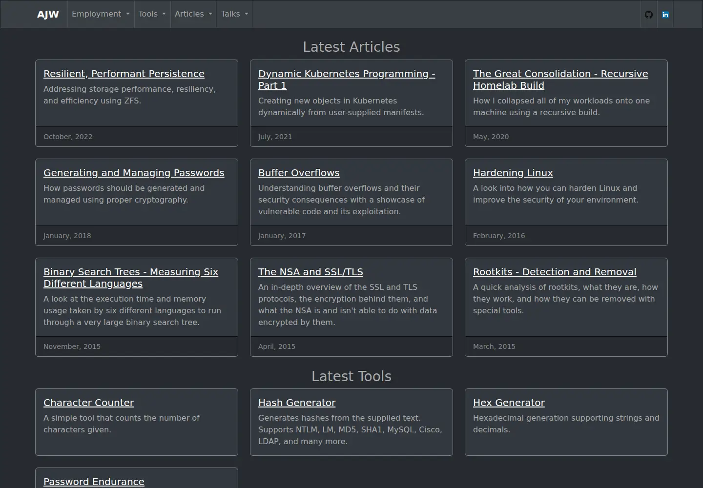 Screenshot of aaronjwood.com