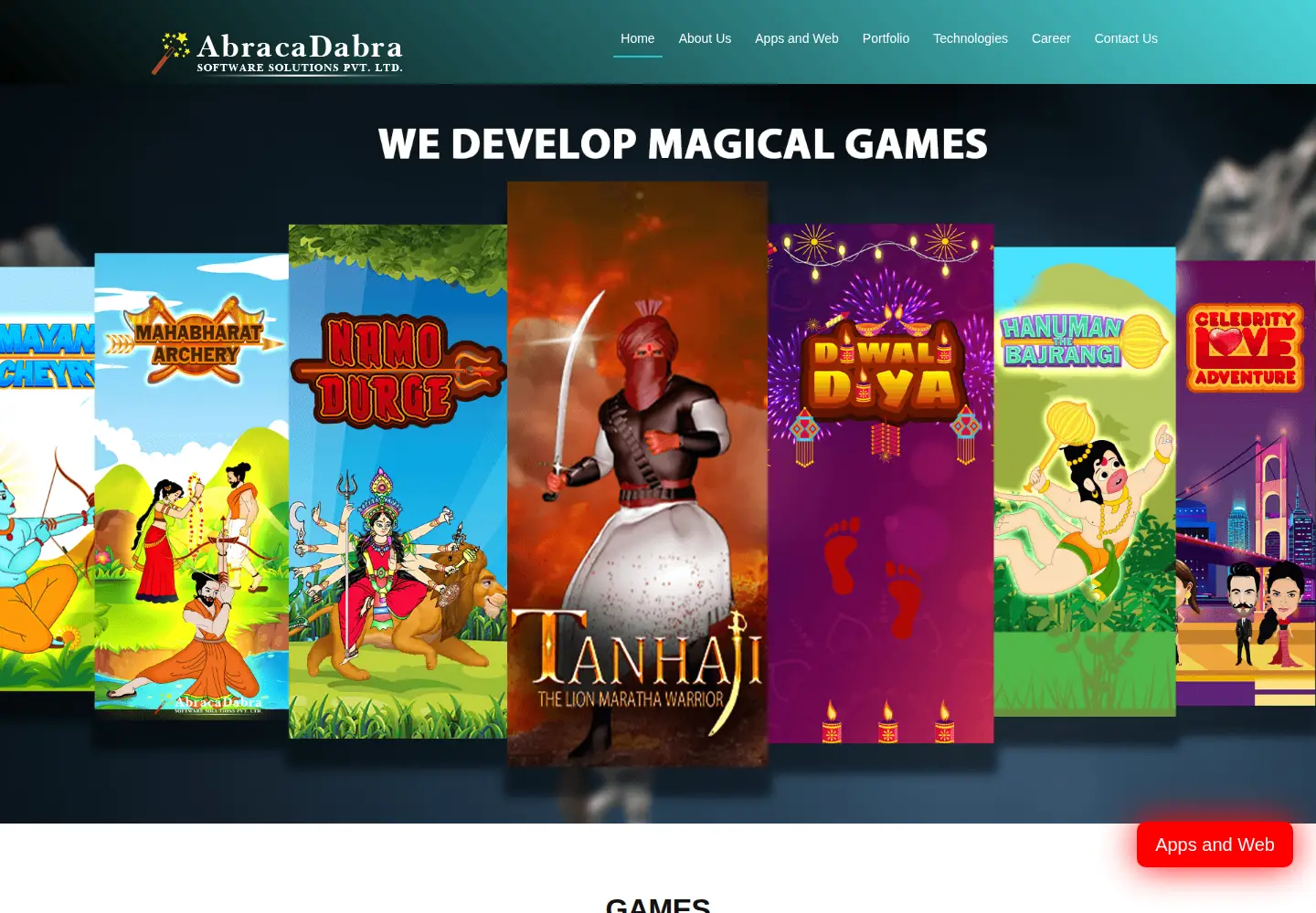 Captured homepage of abraca-dabra.com in the current scan
