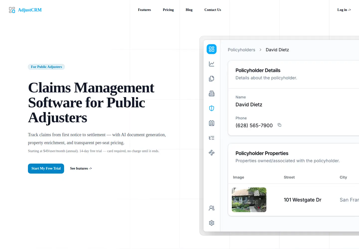 Screenshot of adjustcrm.com