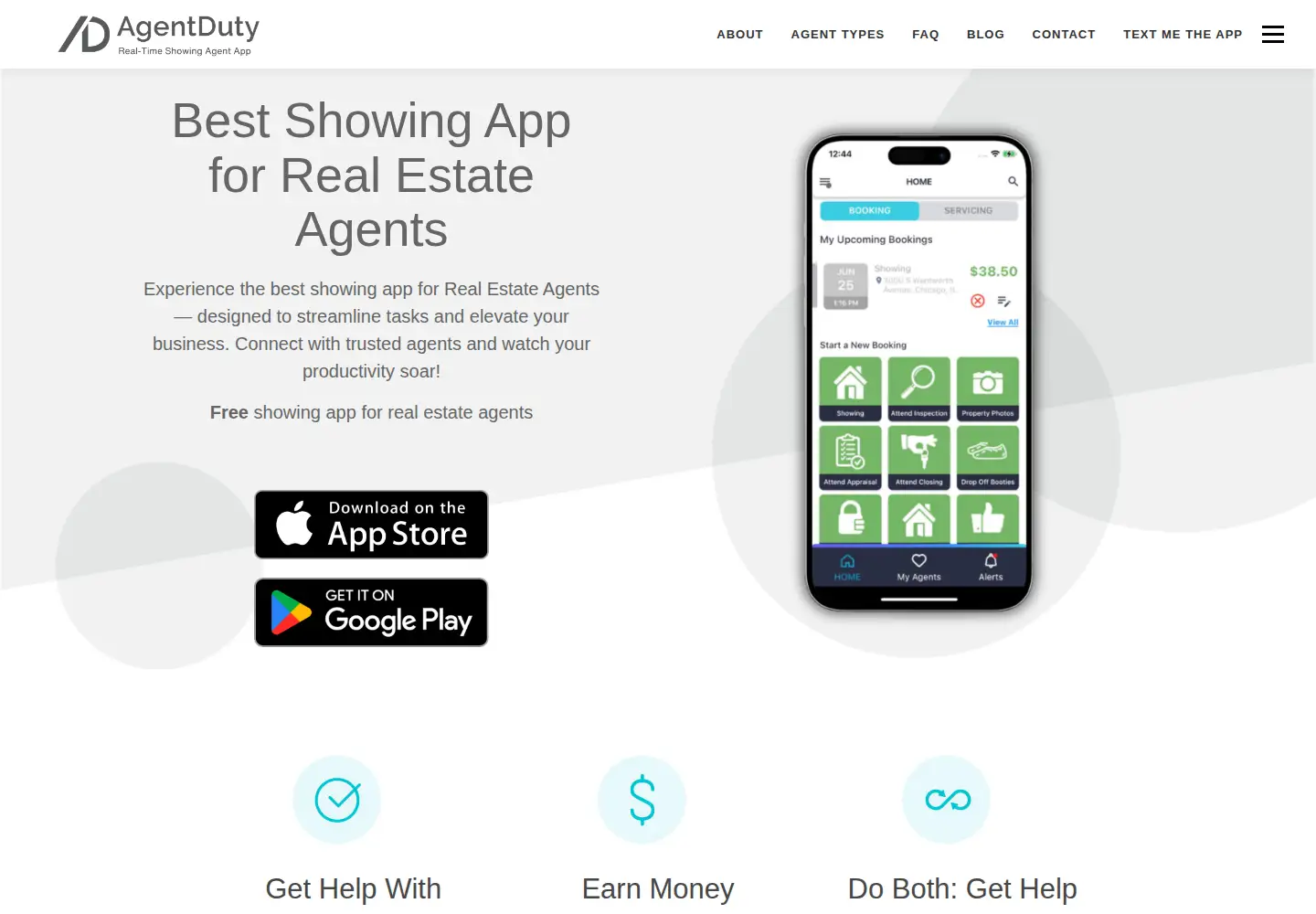 Captured homepage of agentduty.com in the current scan