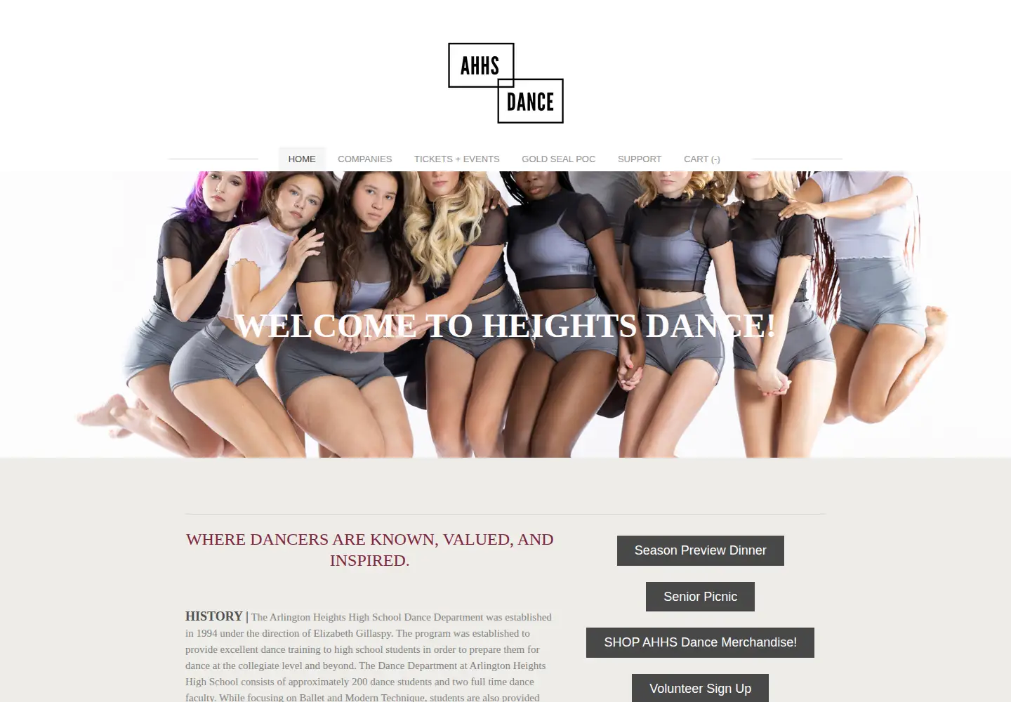 Screenshot of ahhsdance.com