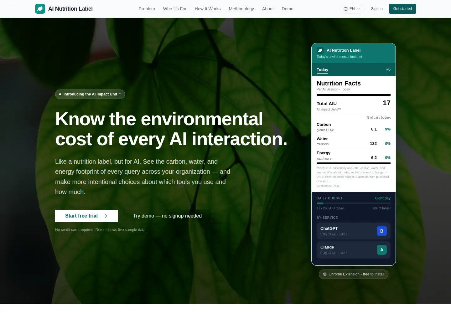 Screenshot of ai-nutritionlabel.com