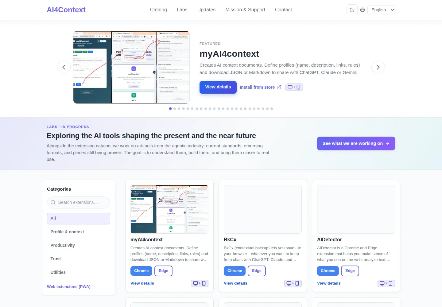 Captured homepage of ai4context.com in the current scan