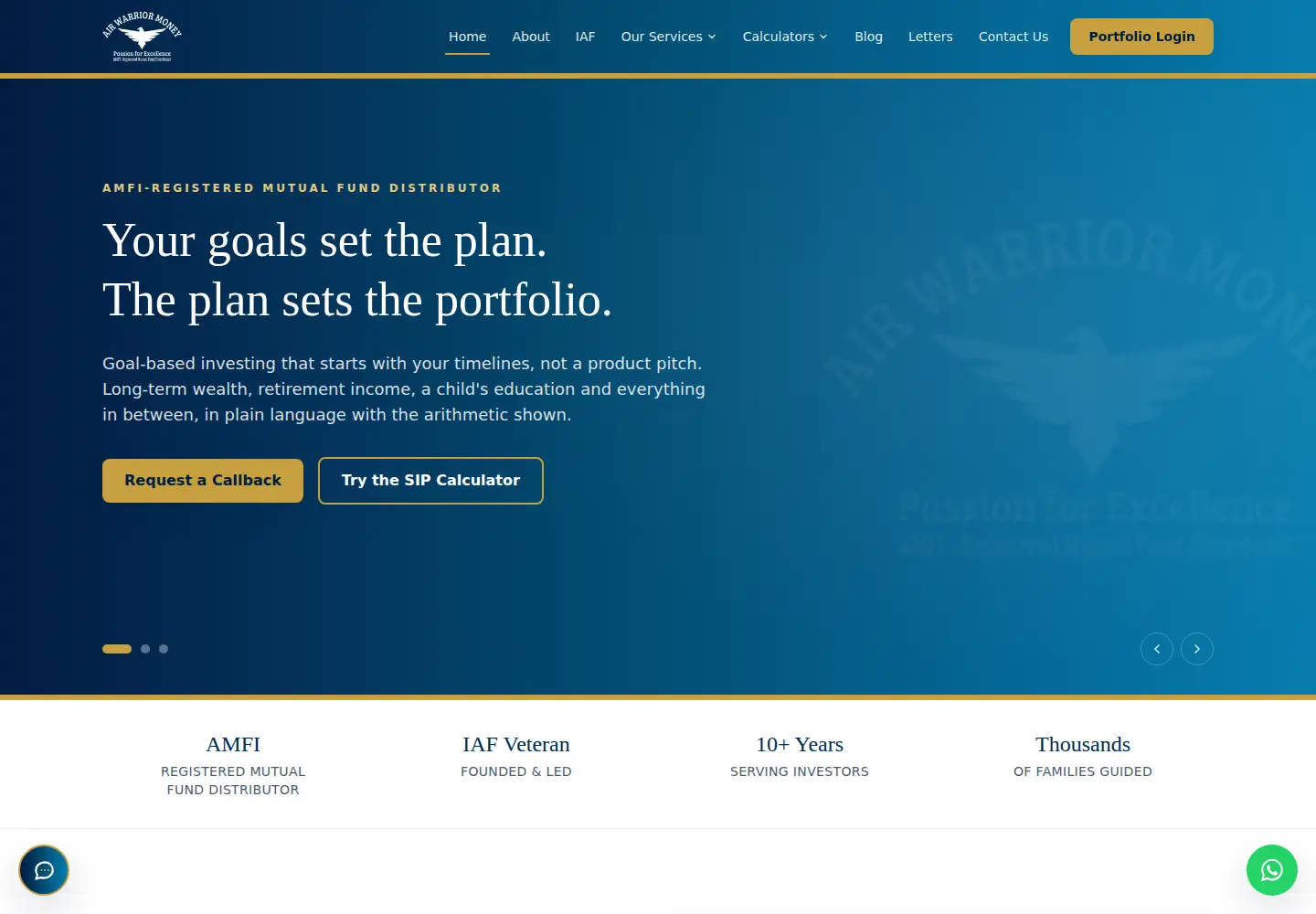 Screenshot of airwarriormoney.com