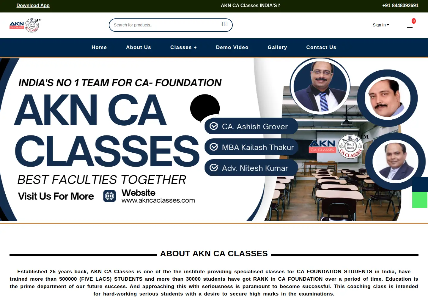 Screenshot of akncaclasses.com