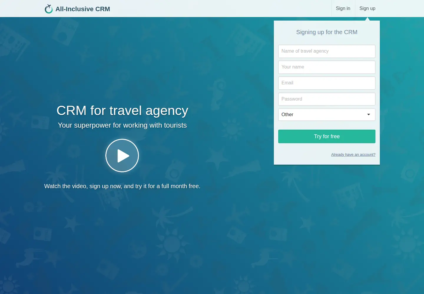 Screenshot of allinclusivecrm.com