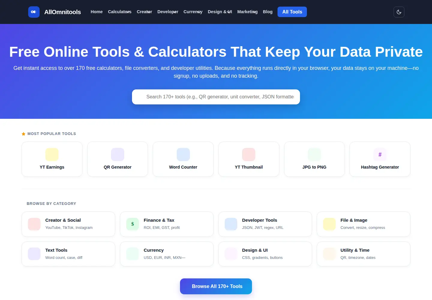 Screenshot of allomnitools.com