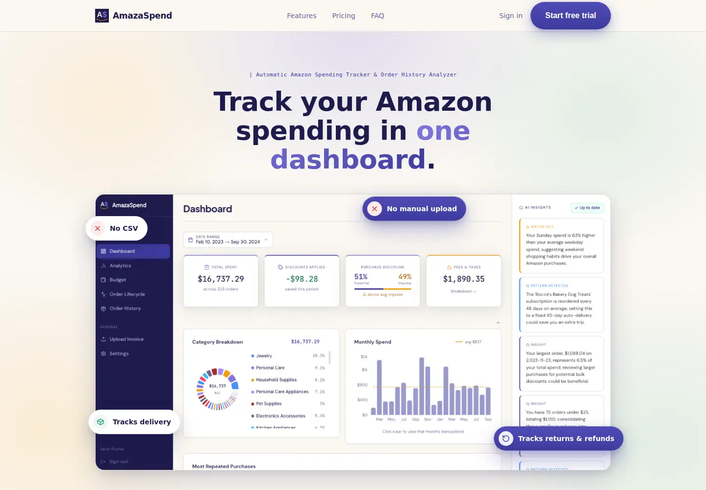 Screenshot of amazaspend.com