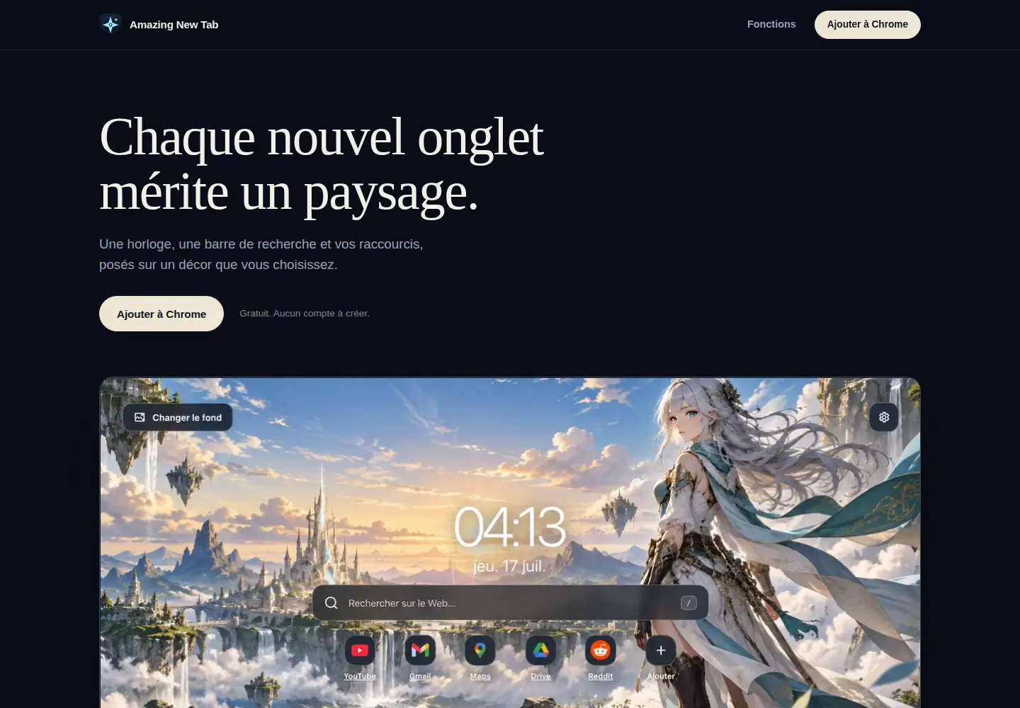 Screenshot of amazingnewtab.com