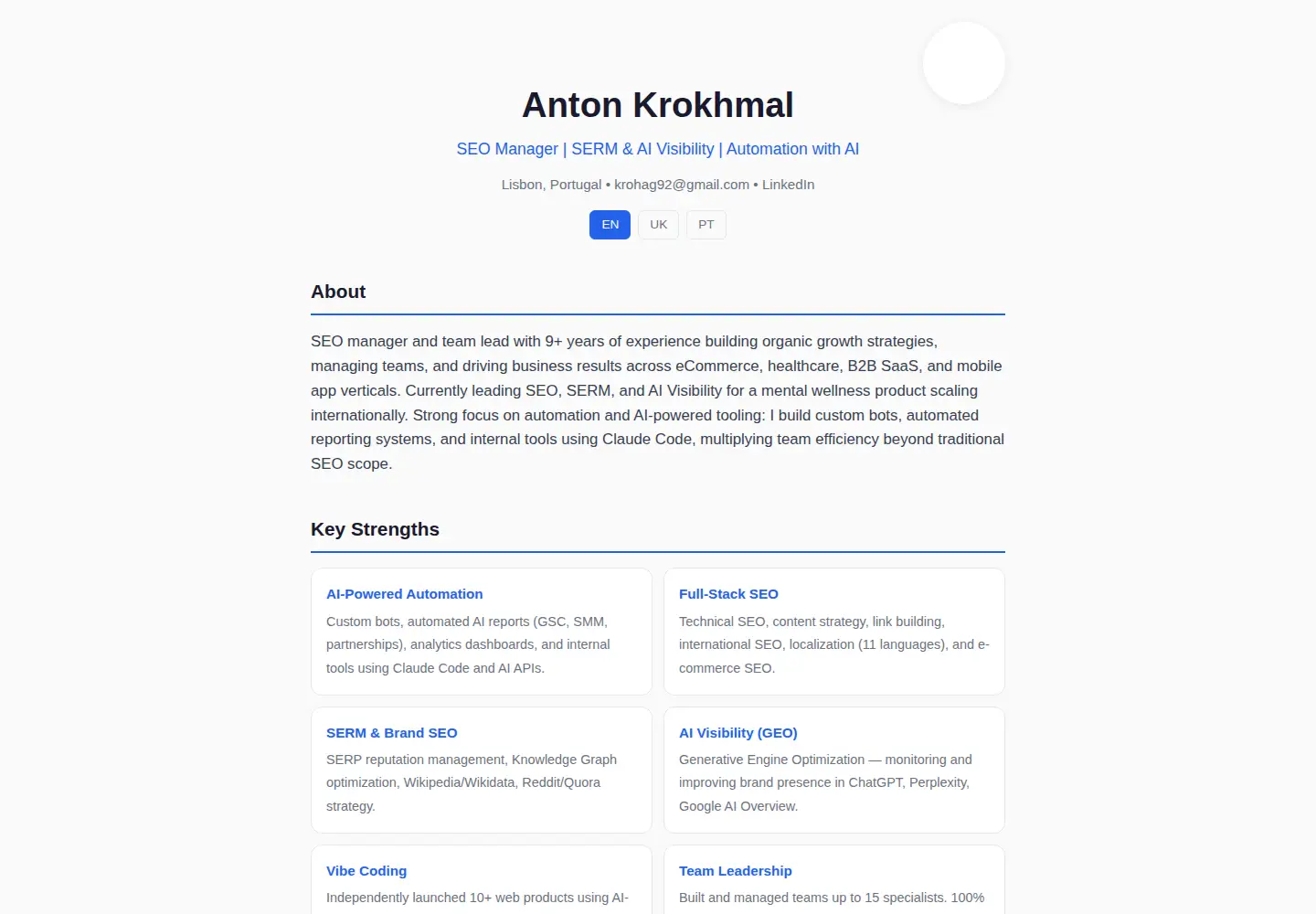 Screenshot of antonkrokhmal.com