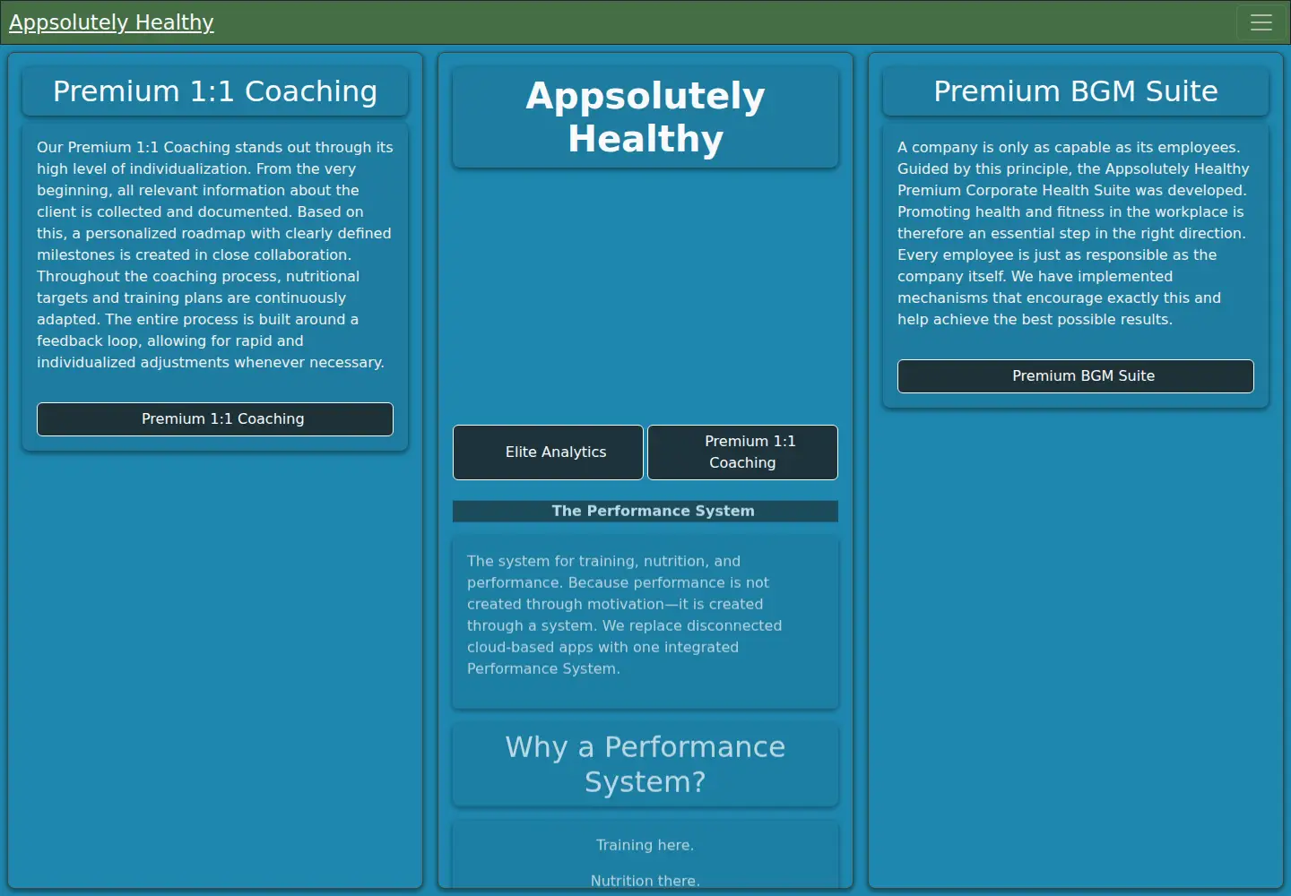 Captured homepage of appsolutelyhealthy.com in the current scan