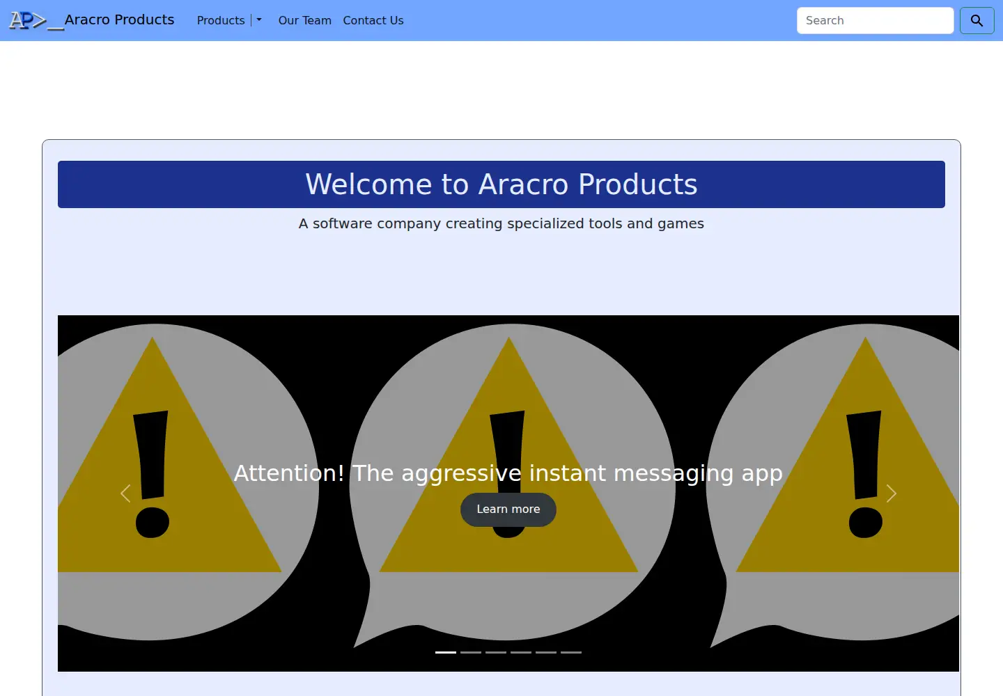 Screenshot of aracroproducts.com