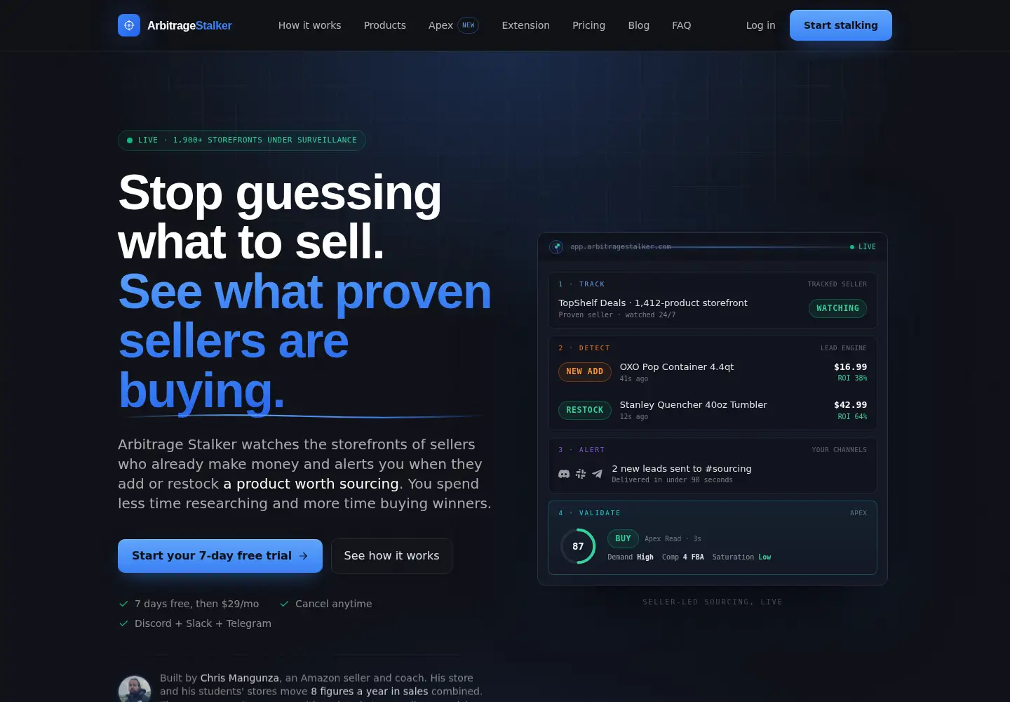 Screenshot of arbitragestalker.com