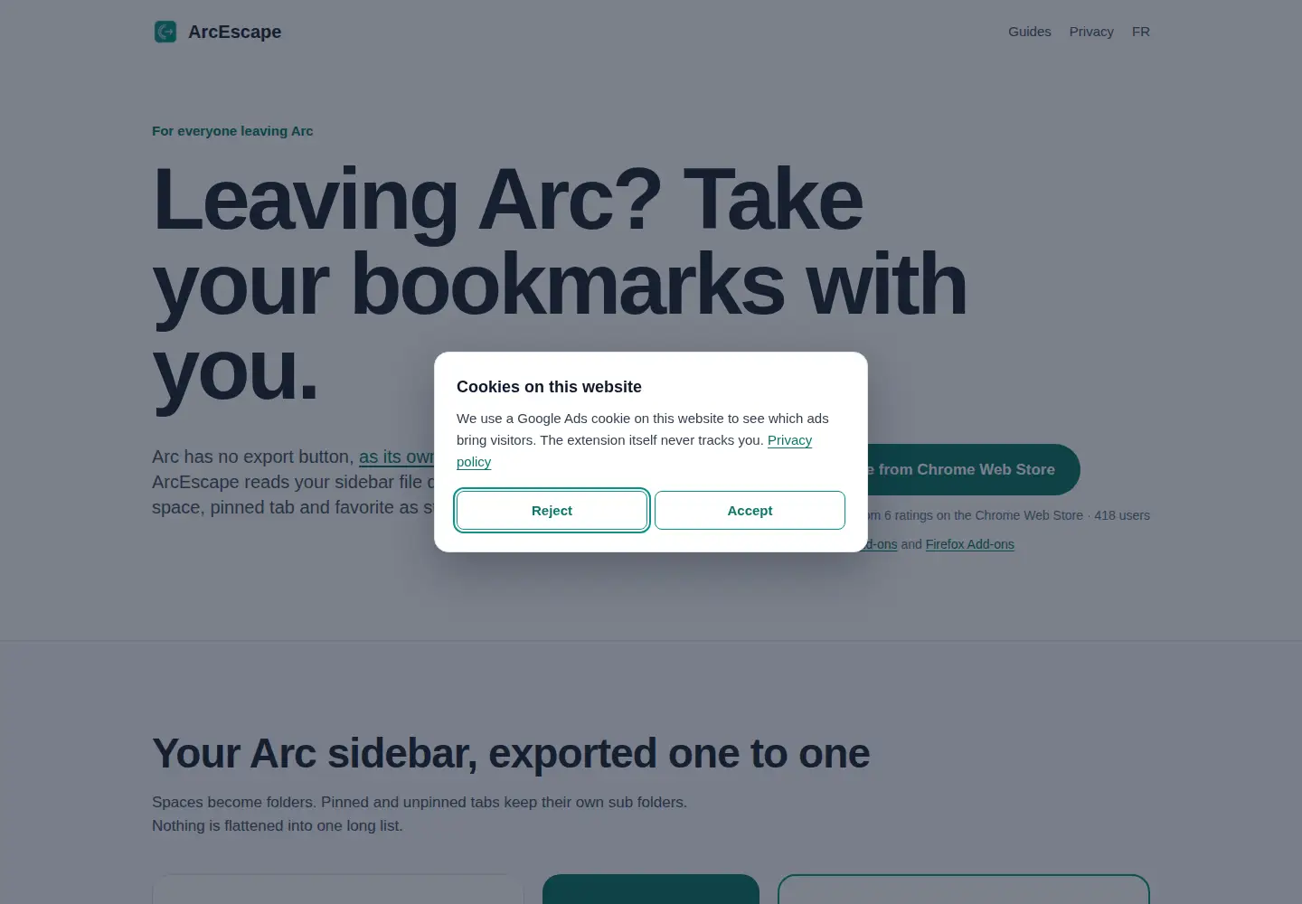 Screenshot of arcescape.com
