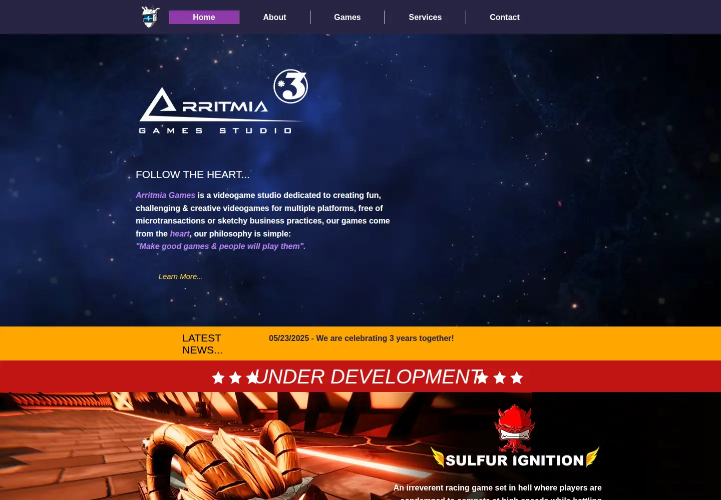 Captured homepage of arritmiagames.com in the current scan