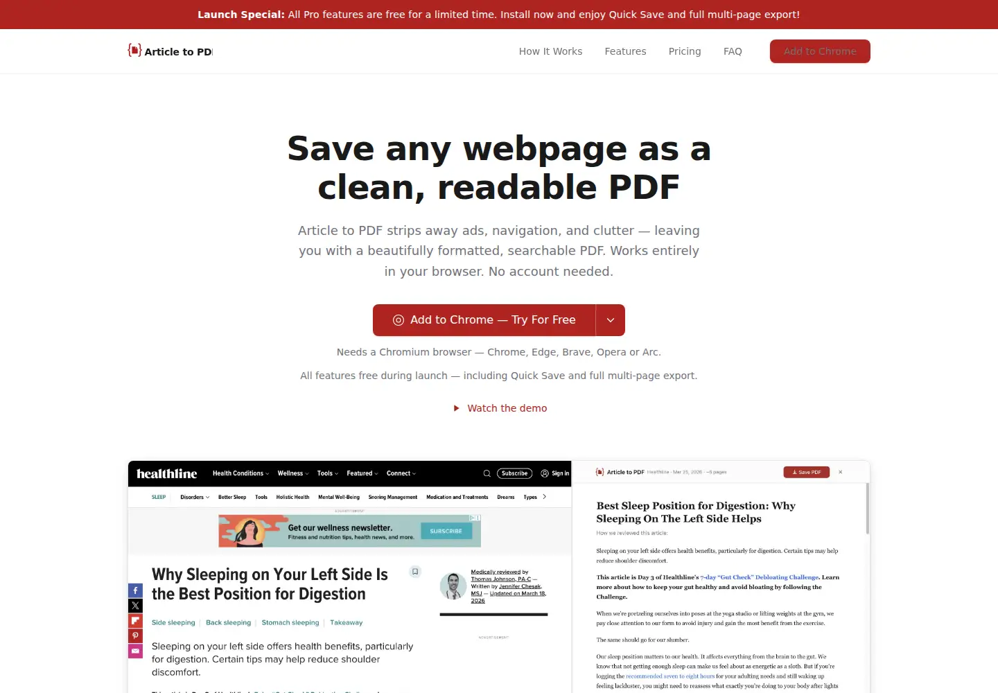 Screenshot of article-to-pdf.com
