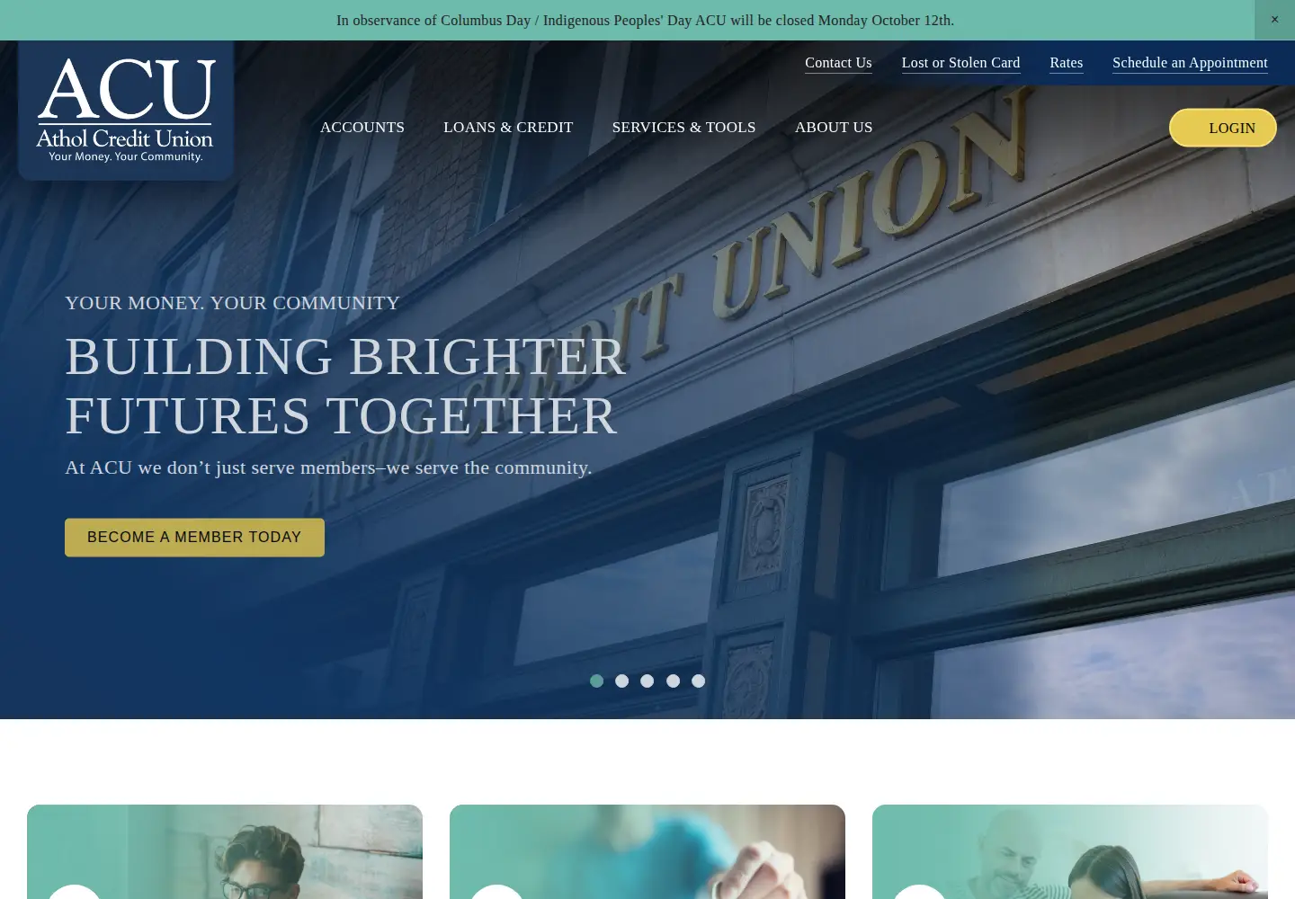 Captured homepage of atholcu.com in the current scan