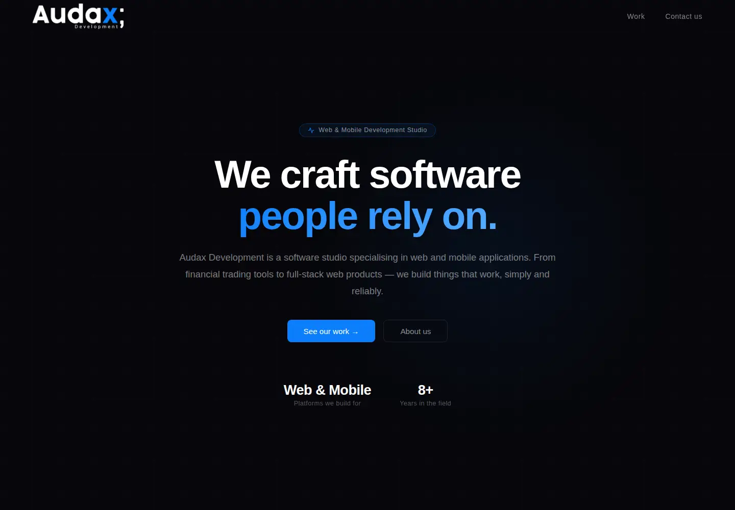 Screenshot of audaxdev.com