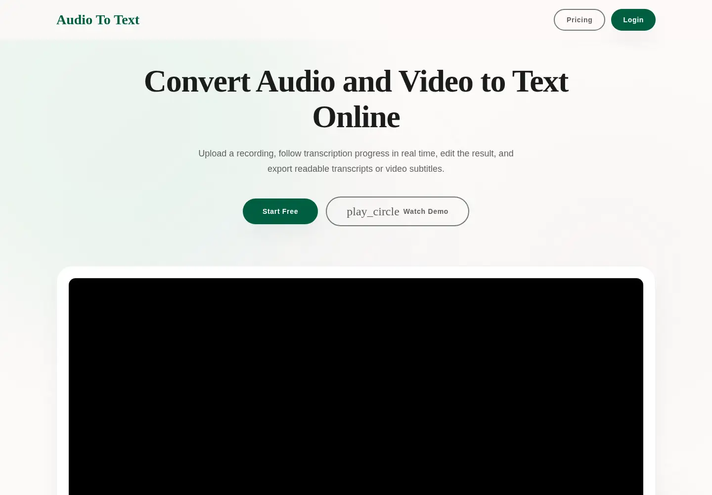 Screenshot of audiototextapp.com