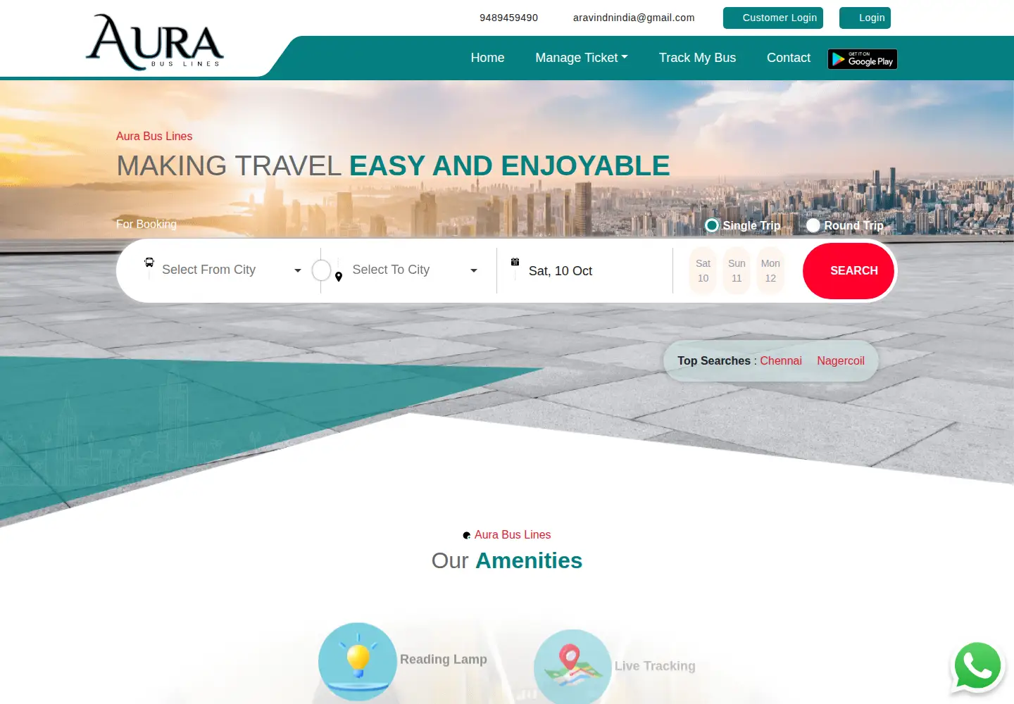 Screenshot of aurabuslines.com