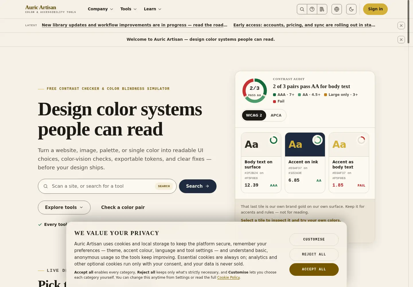 Screenshot of auricartisan.com