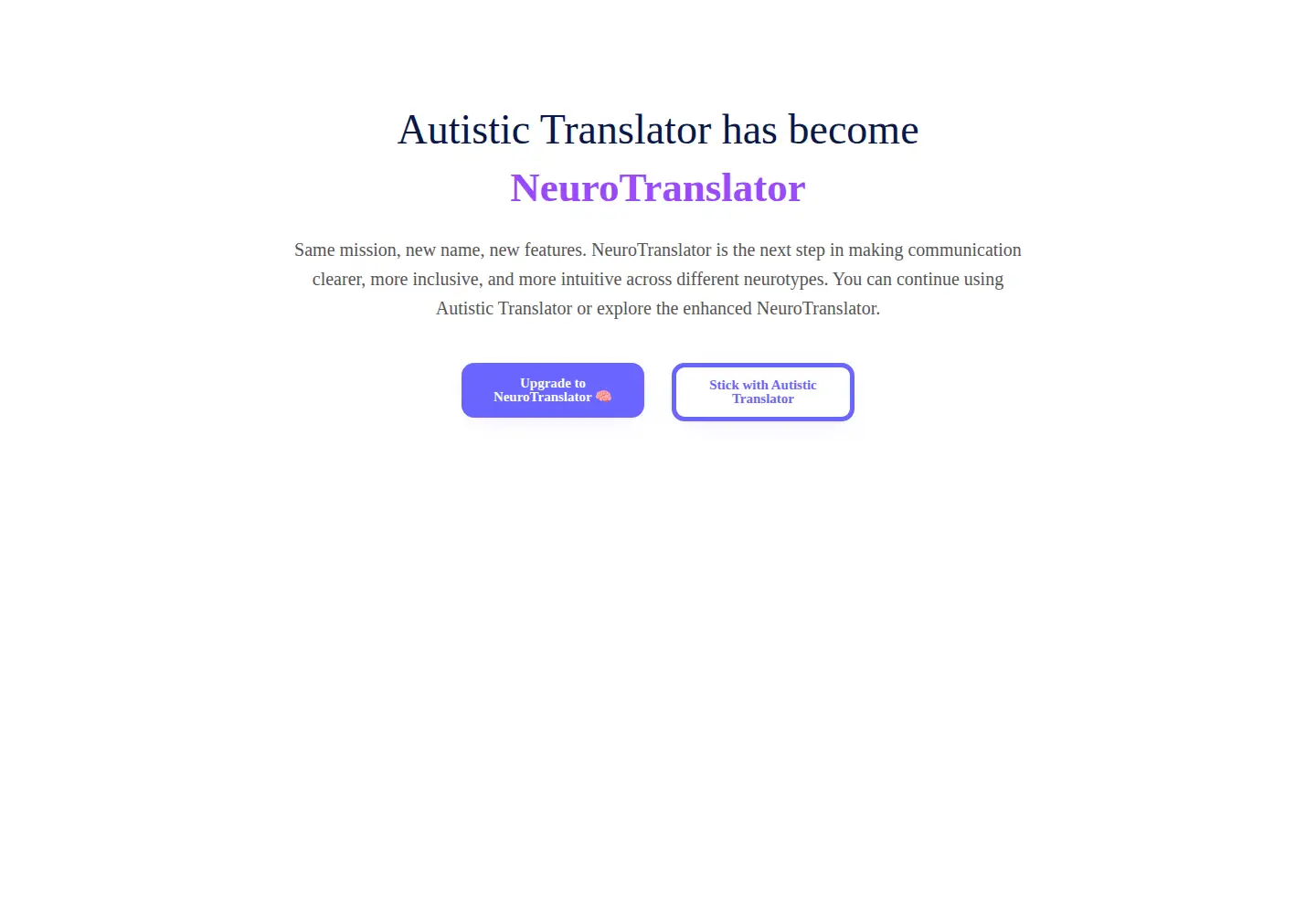 Captured homepage of autistictranslator.com in the current scan
