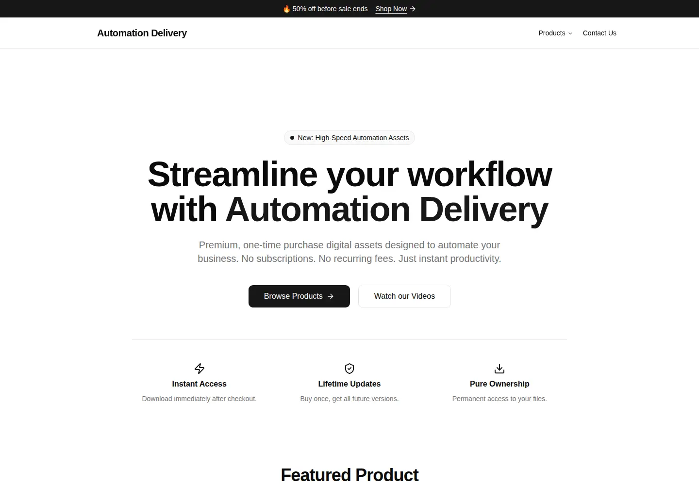 Captured homepage of automationdelivery.com in the current scan