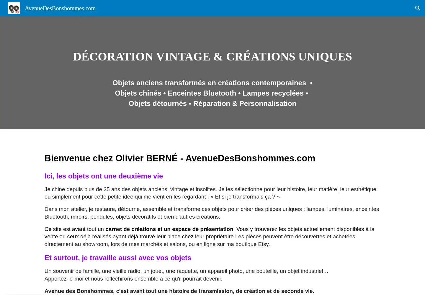 Captured homepage of avenuedesbonshommes.com in the current scan