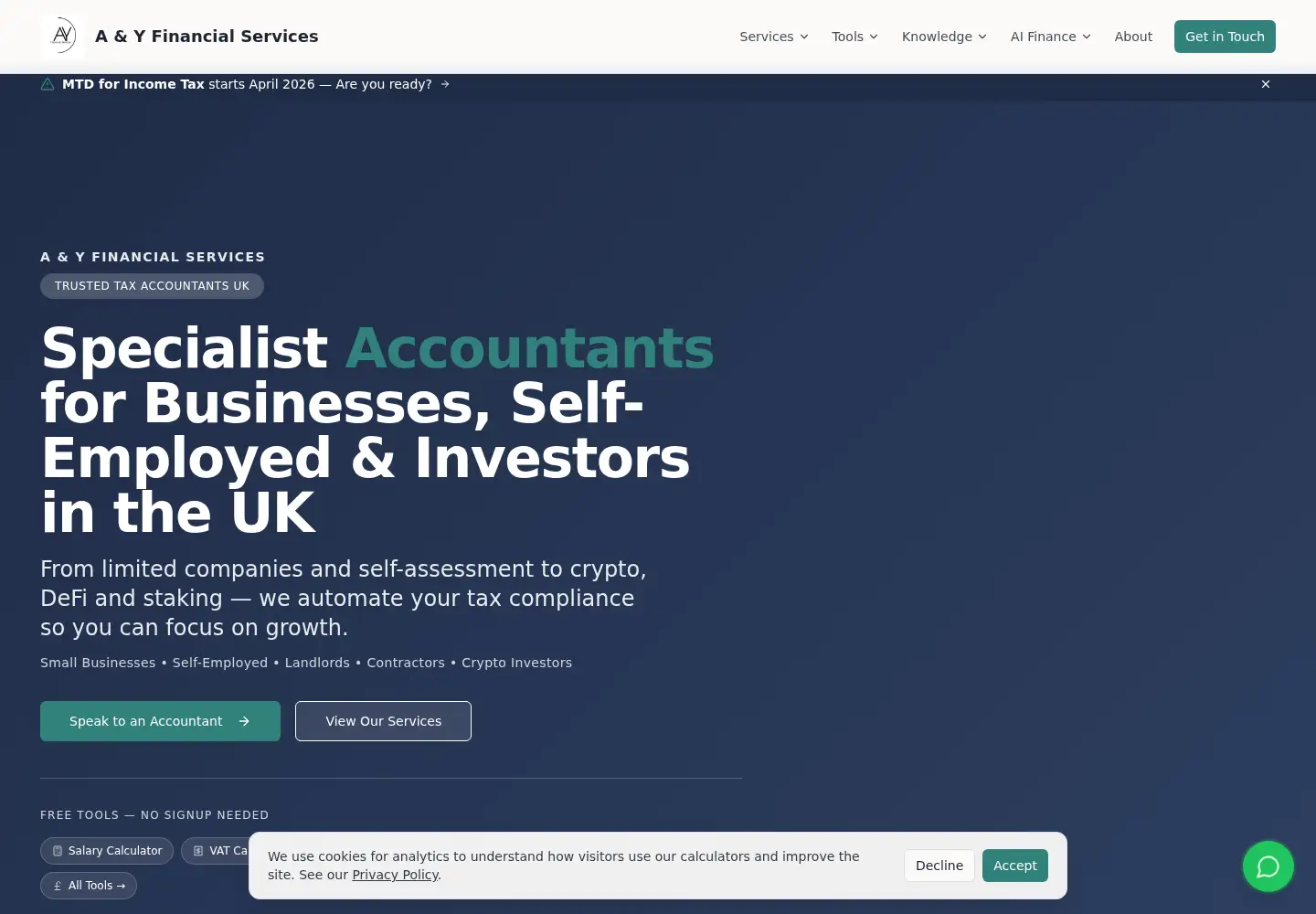 Captured homepage of ayfinancials.com in the current scan