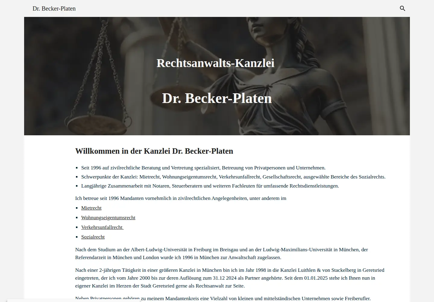 Captured homepage of becker-platen.com in the current scan