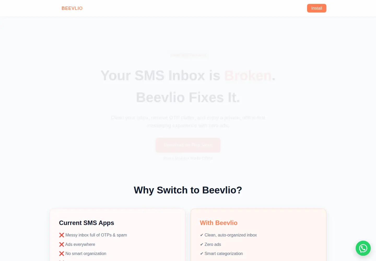 Captured homepage of beevlio.com in the current scan