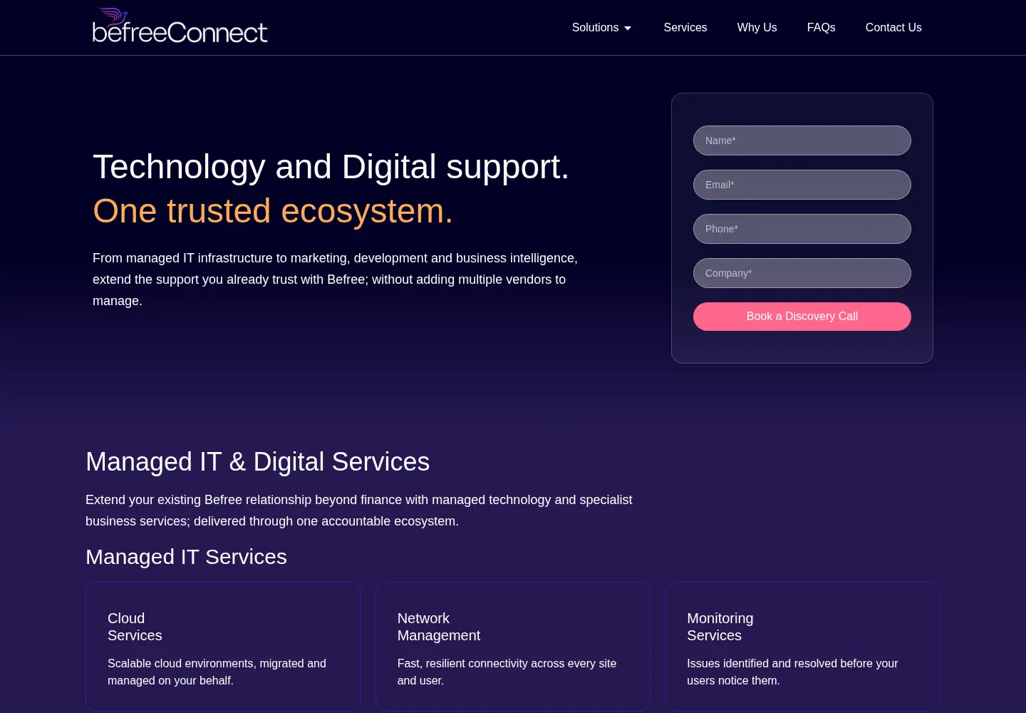 Screenshot of befreeconnect.com
