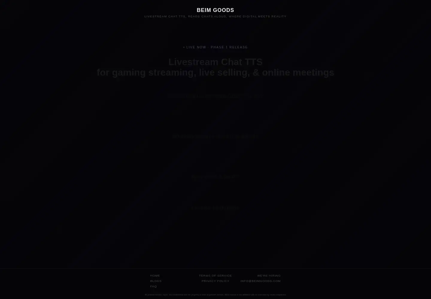 Captured homepage of beimgoods.com in the current scan