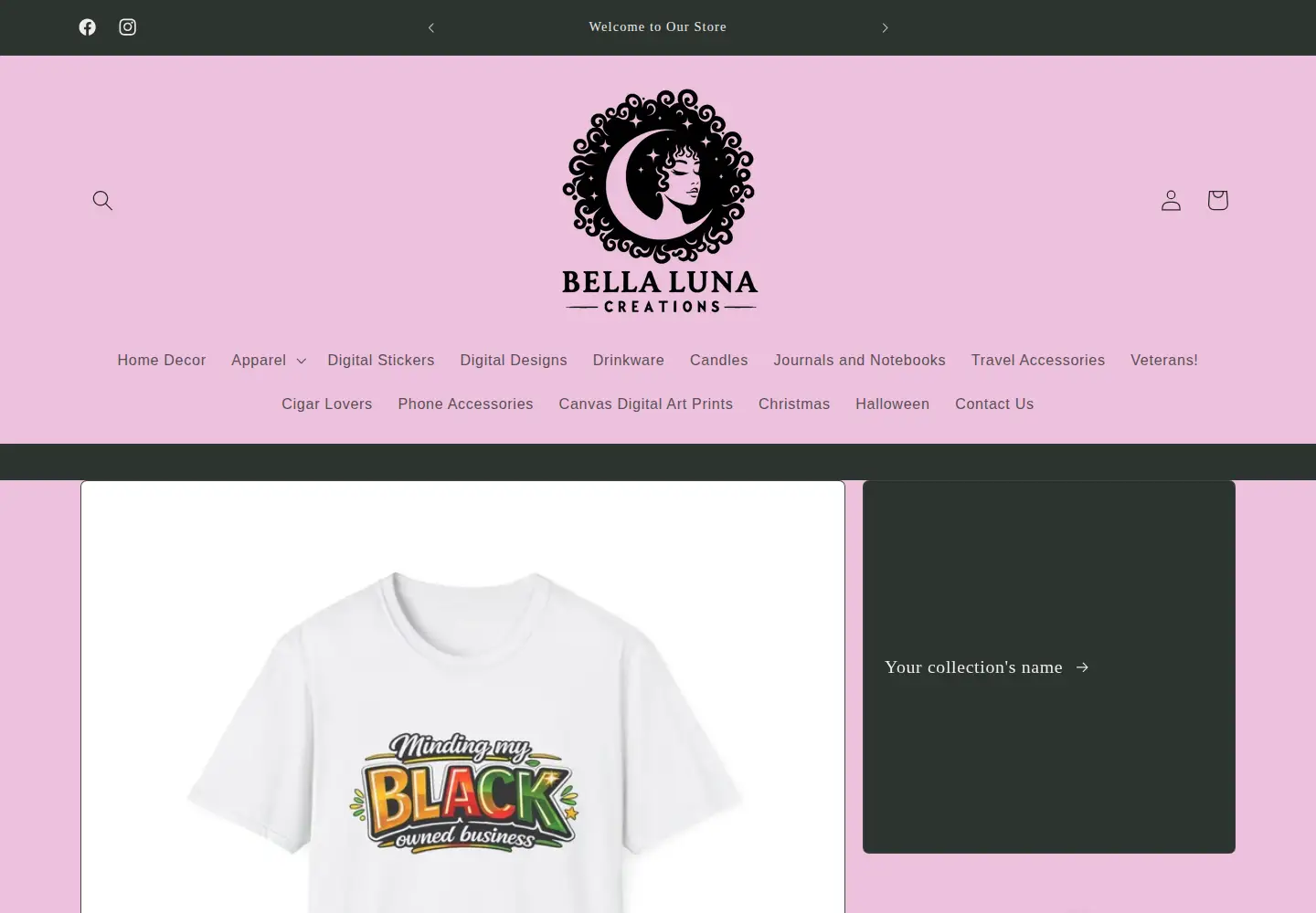 Captured homepage of bellalunacreationsllc.com in the current scan