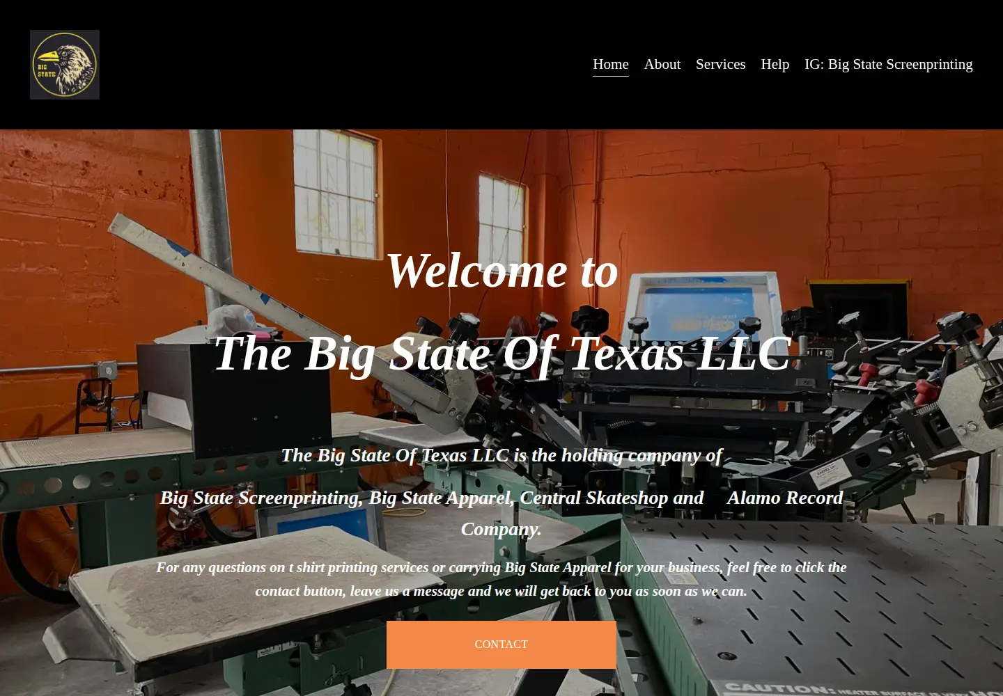 Captured homepage of bigstatescreenprinting.com in the current scan