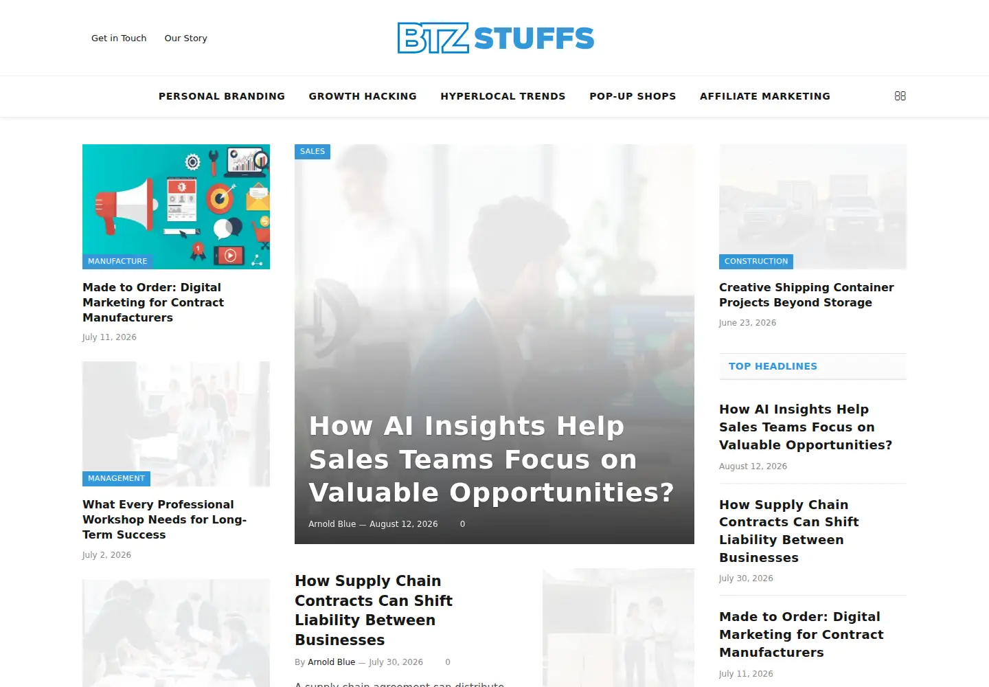 Captured homepage of bizstuffs.com in the current scan