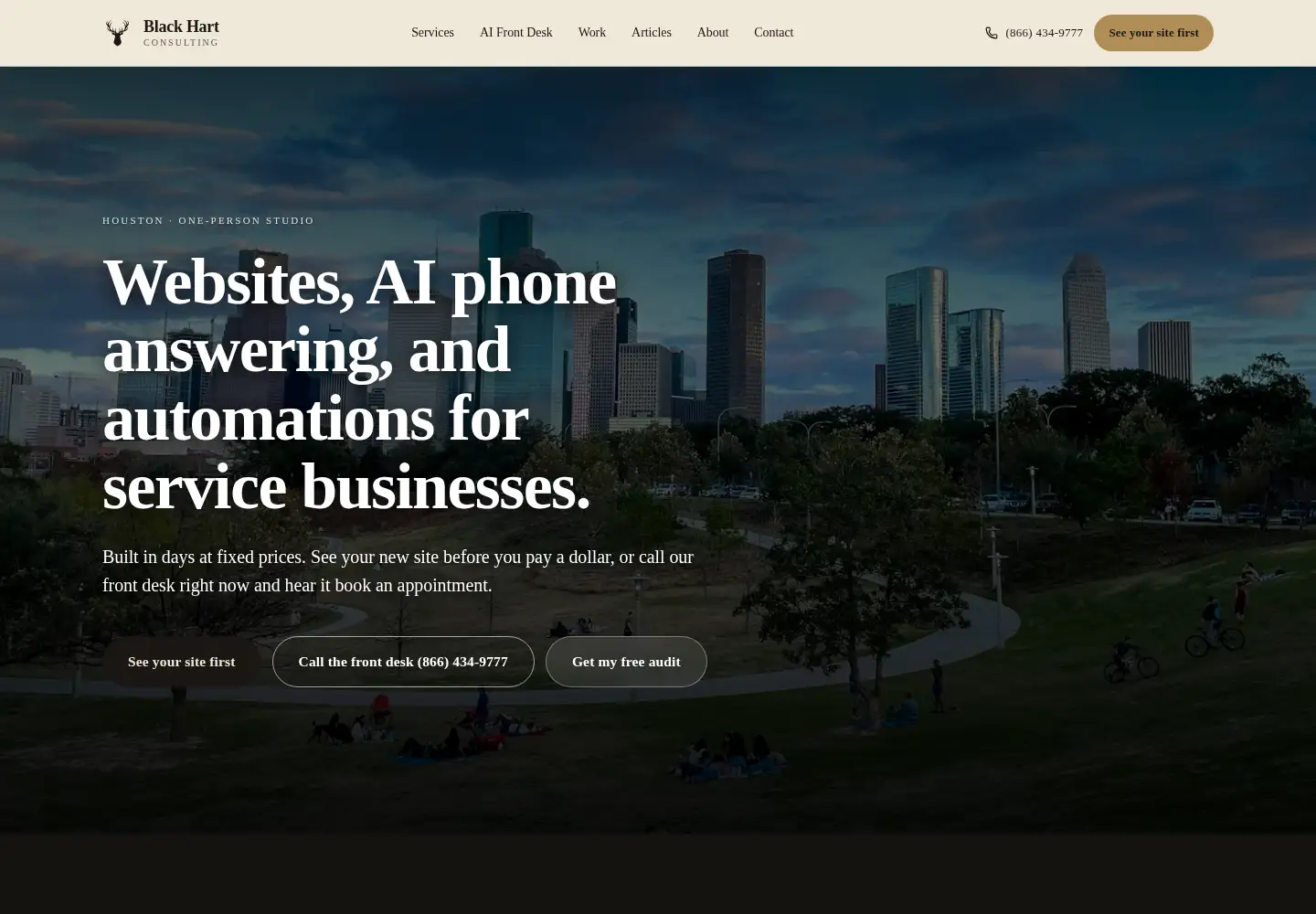 Captured homepage of blackhartconsulting.com in the current scan