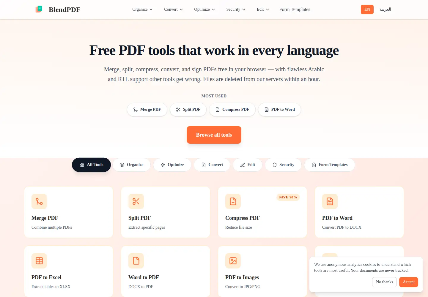 Screenshot of blendpdf.com