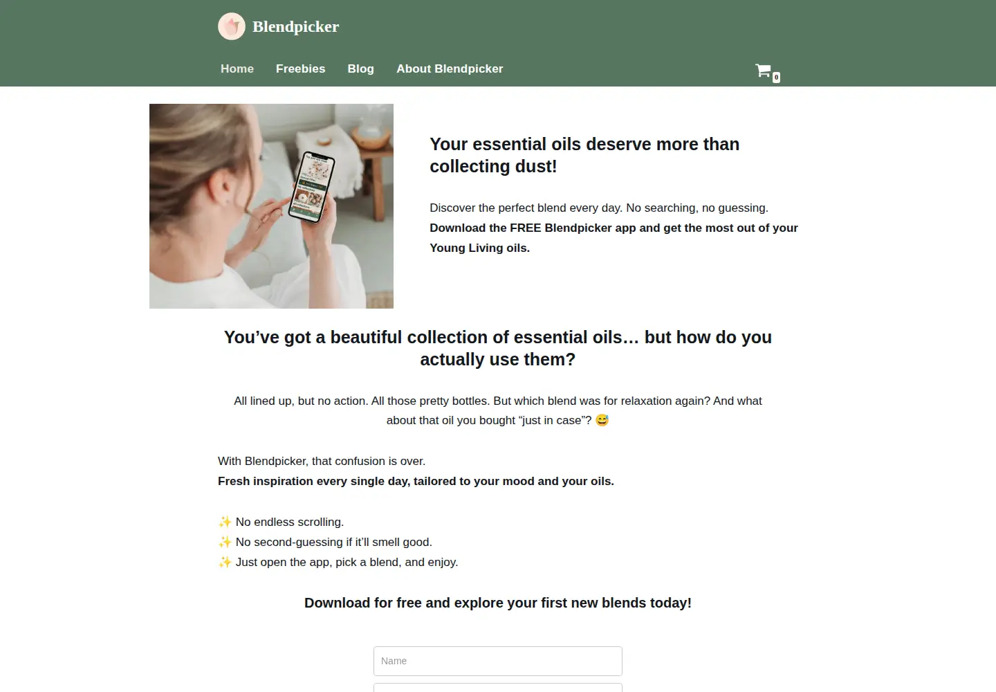 Screenshot of blendpicker.com