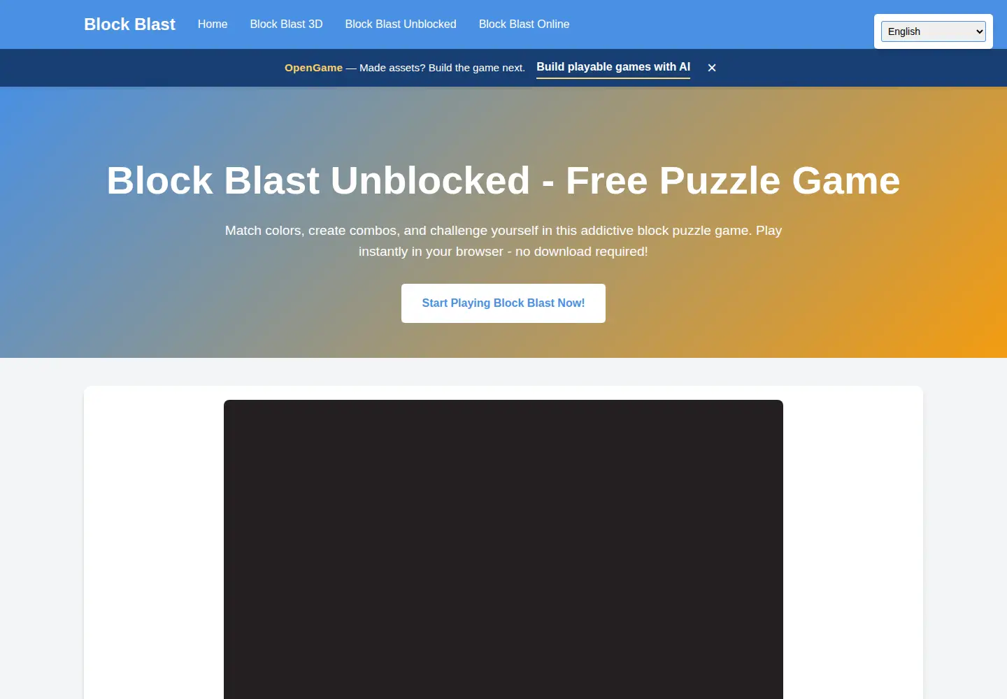 Captured homepage of block-blast-online.com in the current scan