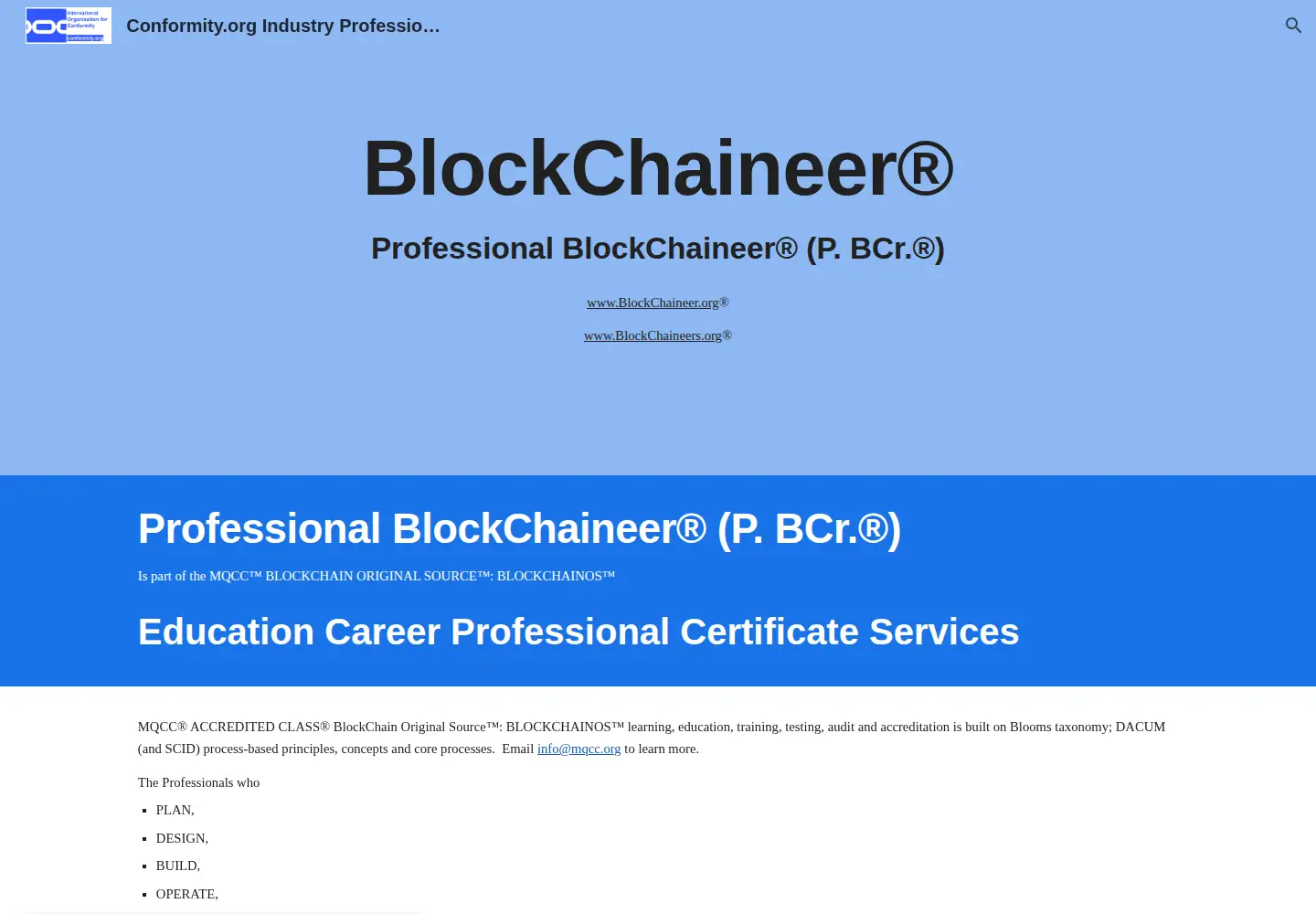 Captured homepage of blockchaineer.com in the current scan