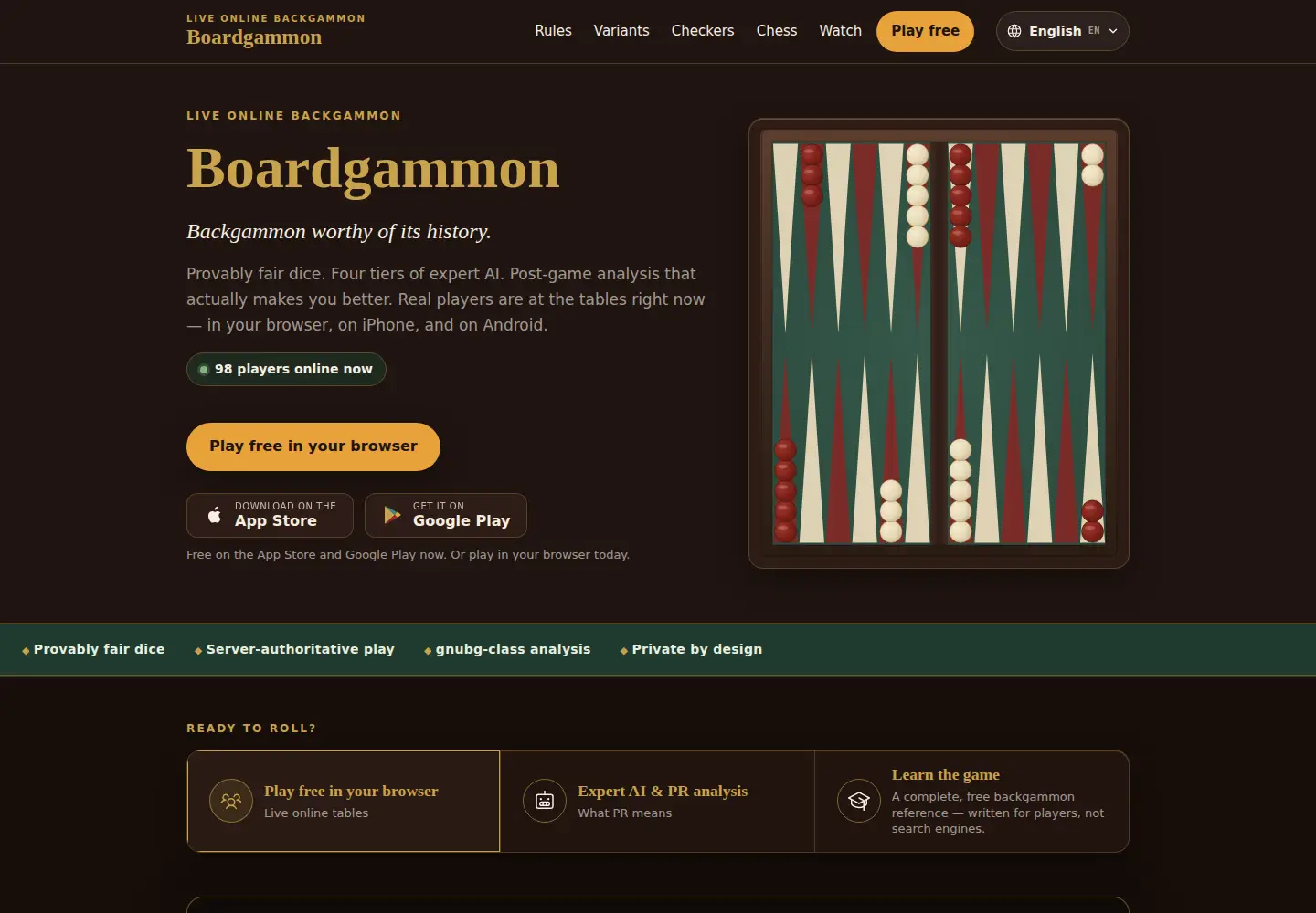 Captured homepage of boardgammon.com in the current scan
