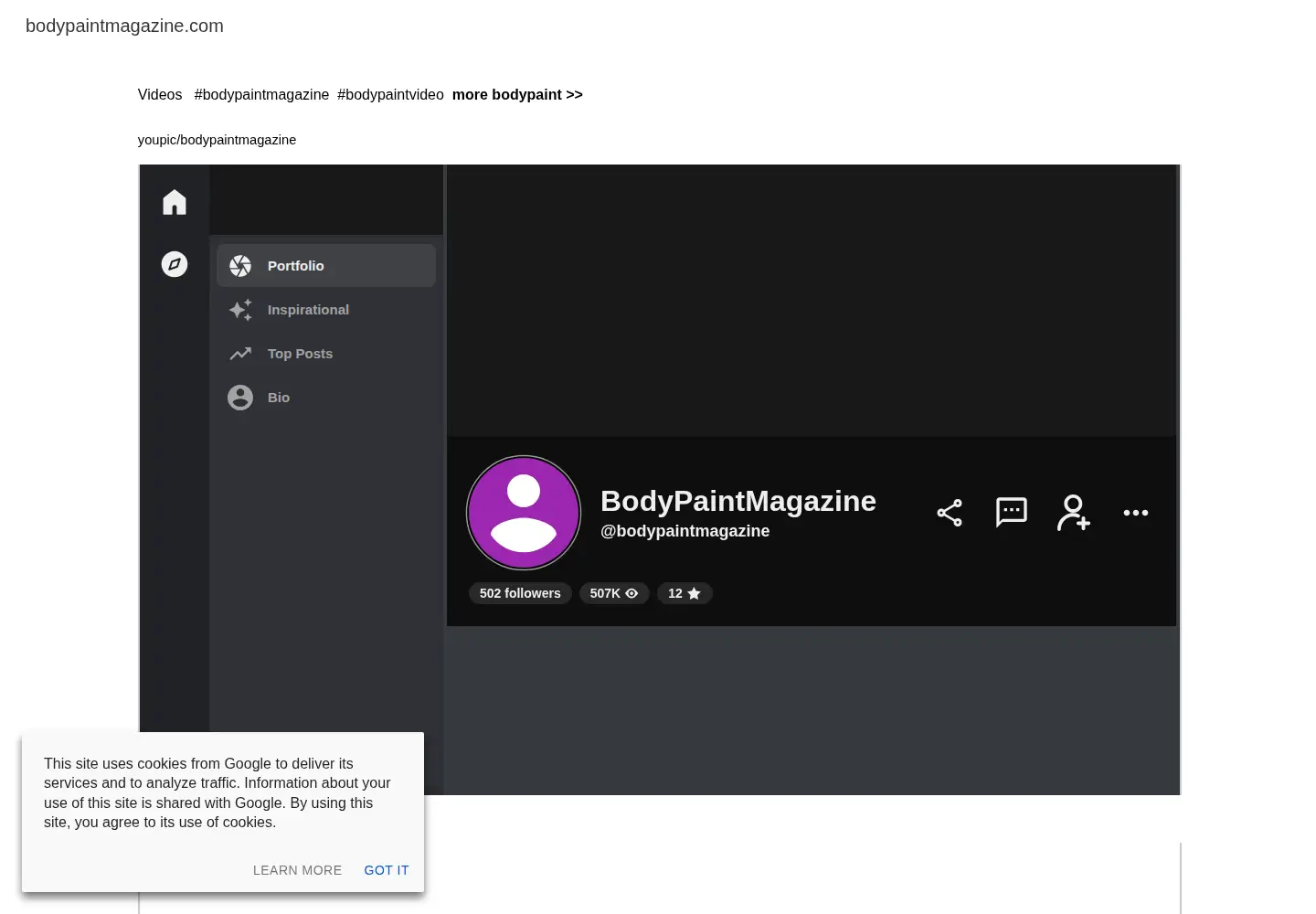 Screenshot of bodypaintmagazine.com