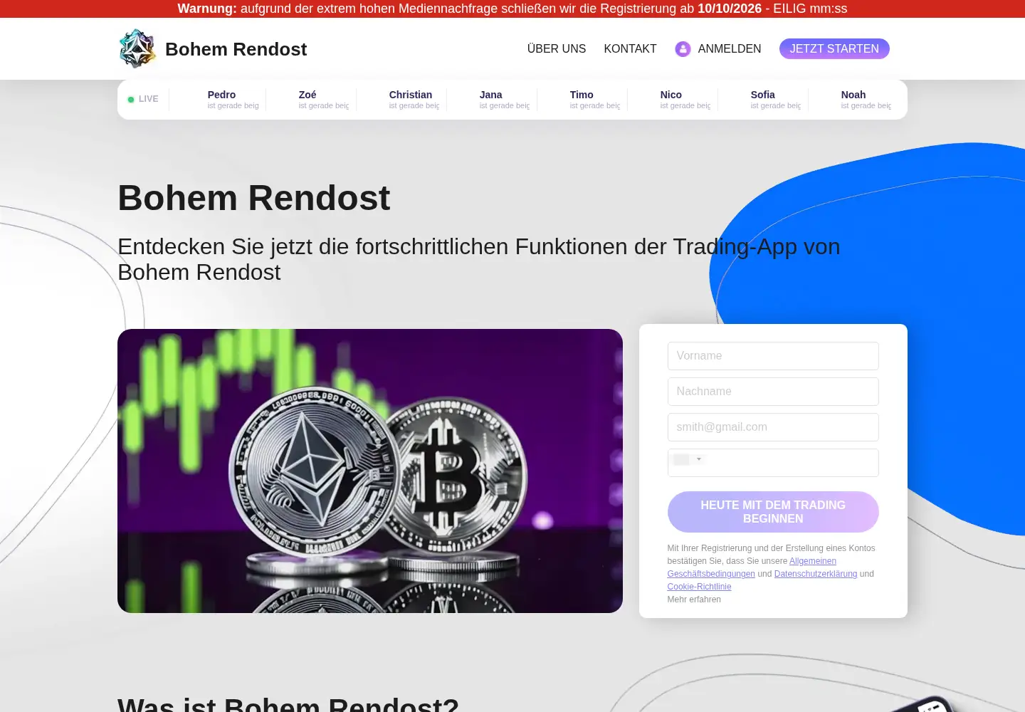 Captured homepage of bohemrendostbot.com in the current scan