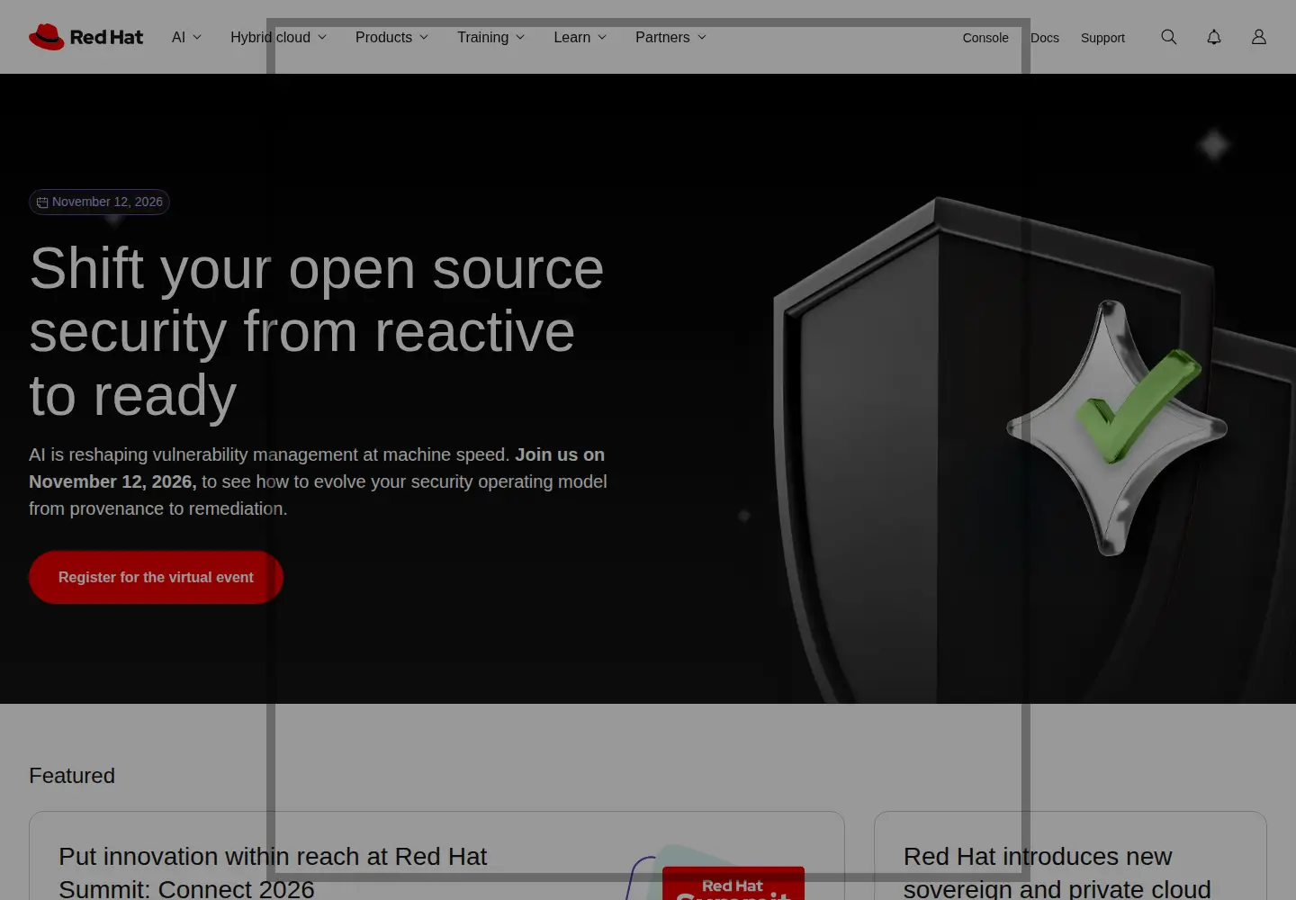 Screenshot of redhat.com