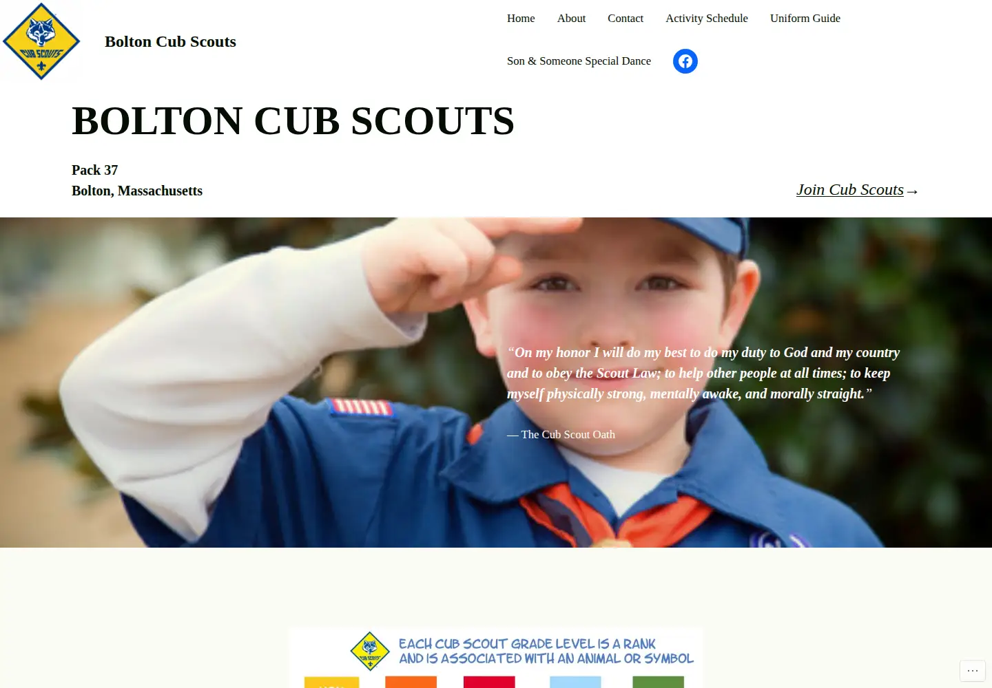 Screenshot of boltoncubscouts.com