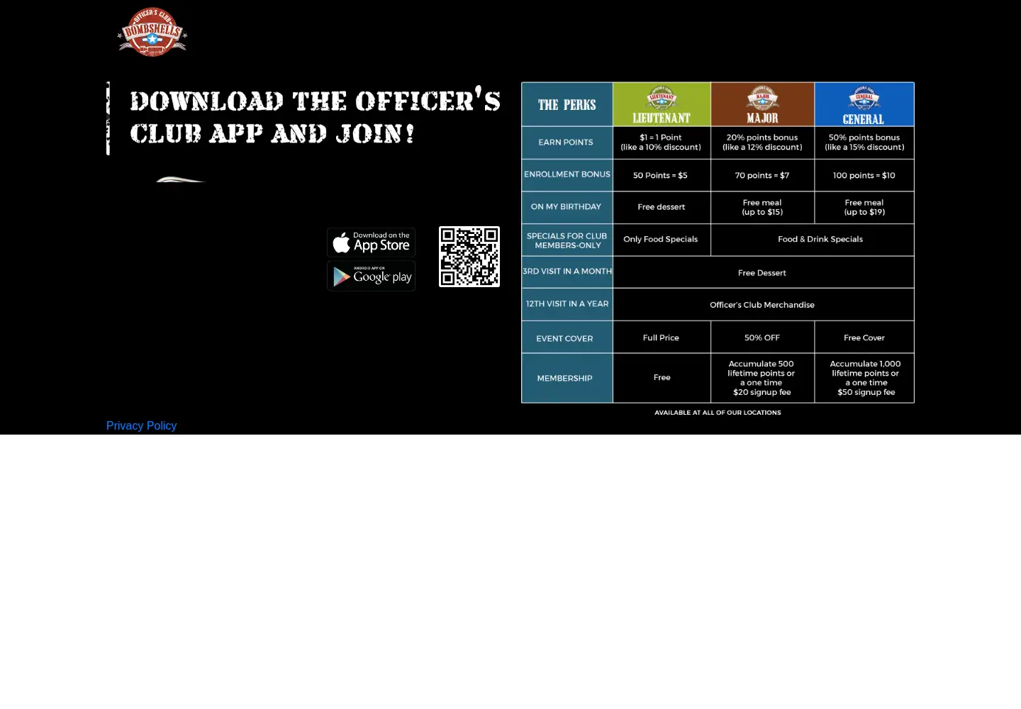 Screenshot of bombshellsofficersclub.com