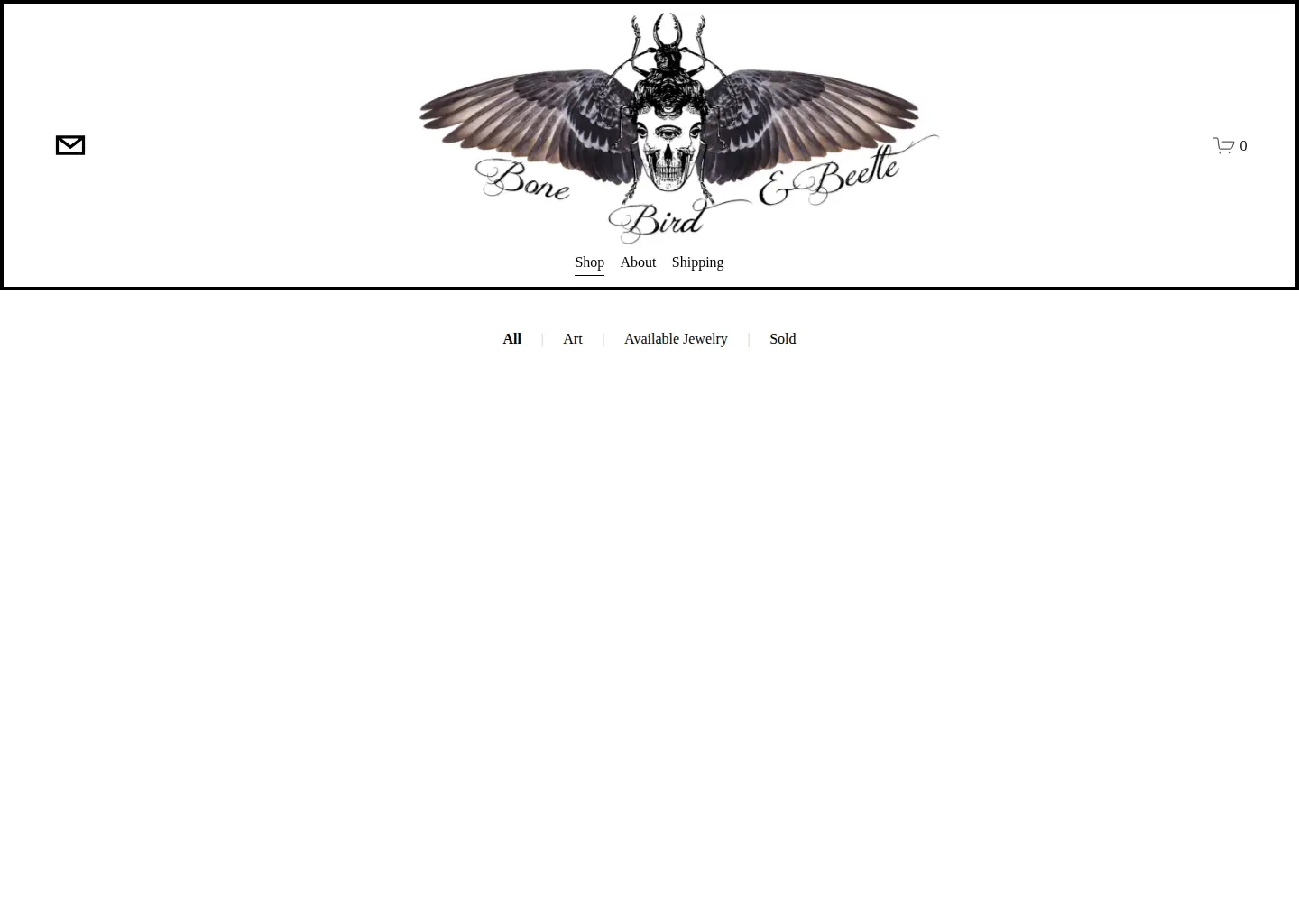 Captured homepage of bonebirdbeetle.com in the current scan