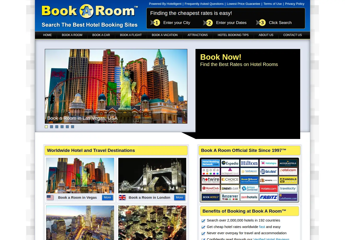 Captured homepage of book-a-room.com in the current scan